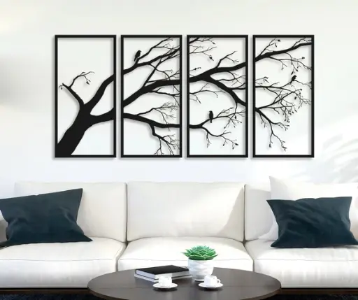 Tree of Life 4 Pannel Metal Wall Decor